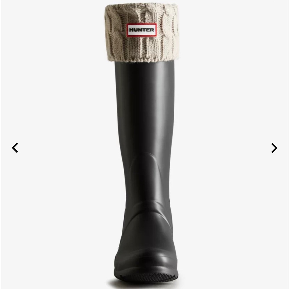 Hunter 6 Stitch Cable Knitted Cuff Tall Boot Socks in Grey